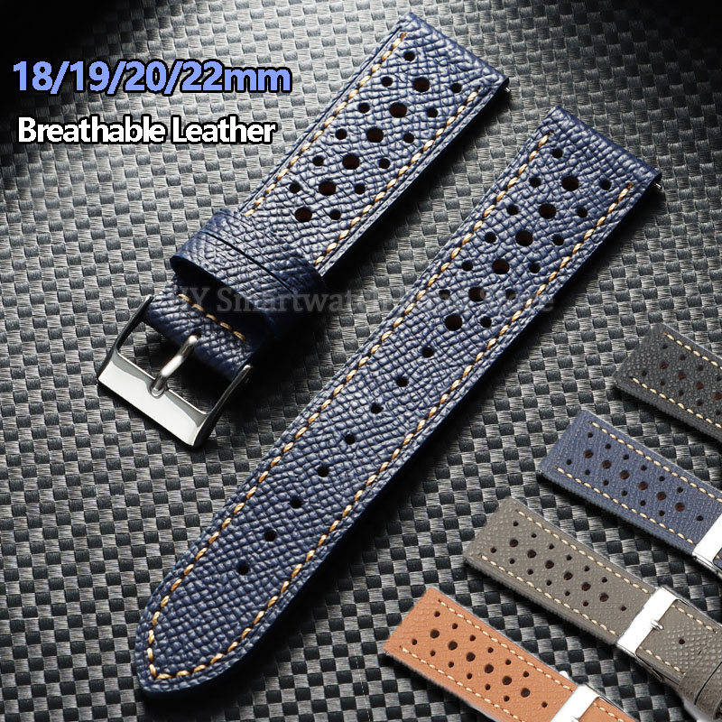 Leather Strap Quick Release - 18mm 19mm 20mm 22mm Breathable Leather