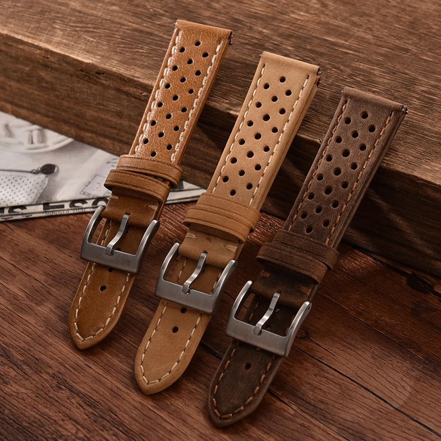 Leather Strap Quick Release - Breathable Leather Watch Strap for Omega