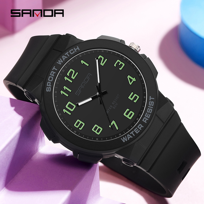 Rubber Strap Diver - Sanda 6123 Trendy Design Soft Student