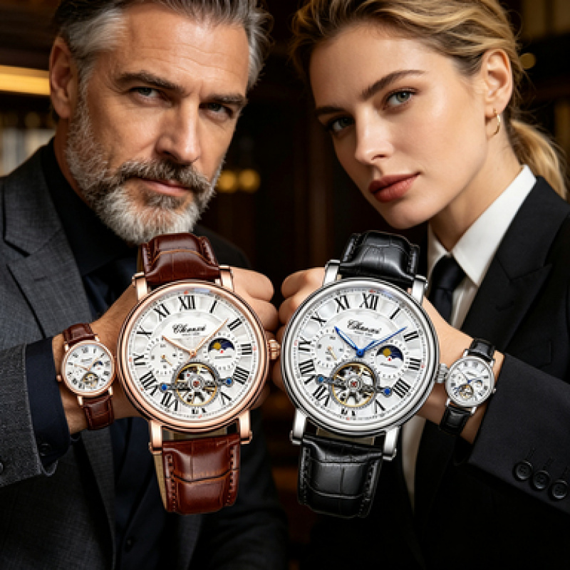Leather Watch Band Men - Business Fashion Men Automatic Mechanical Watch