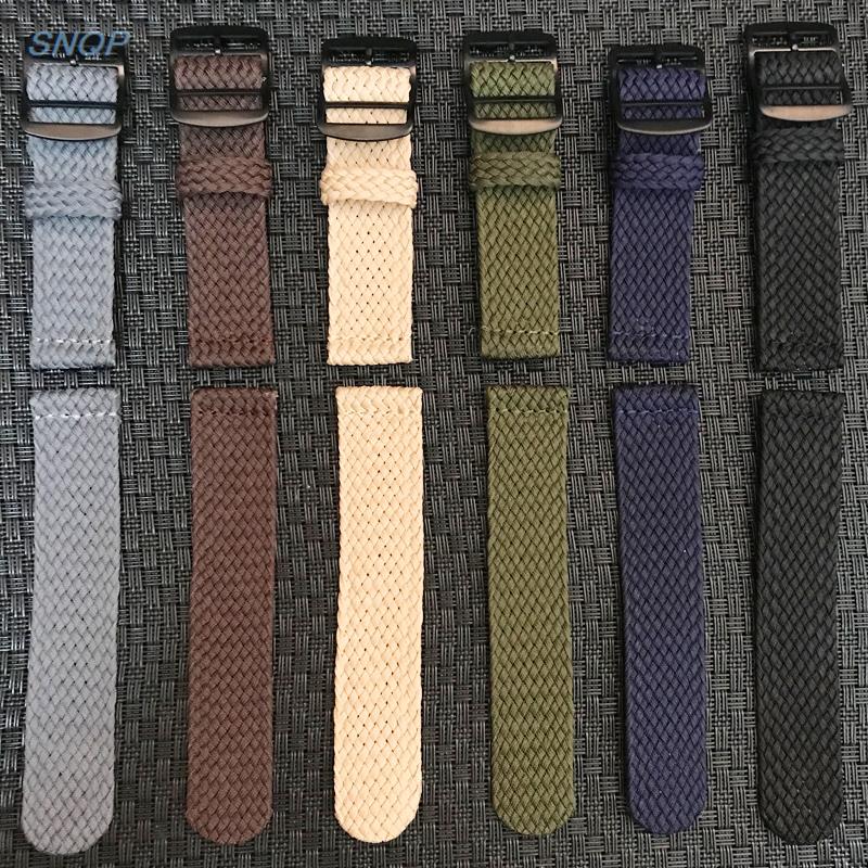 20mm 22mm Black Navy solid col - Perlon Strap Woven recension och pris