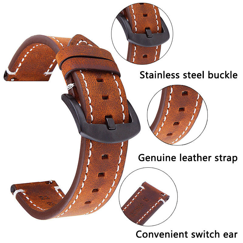 18 19 20 21 22 24 mm Quick Rel - Leather Strap Quick Release recension och pris