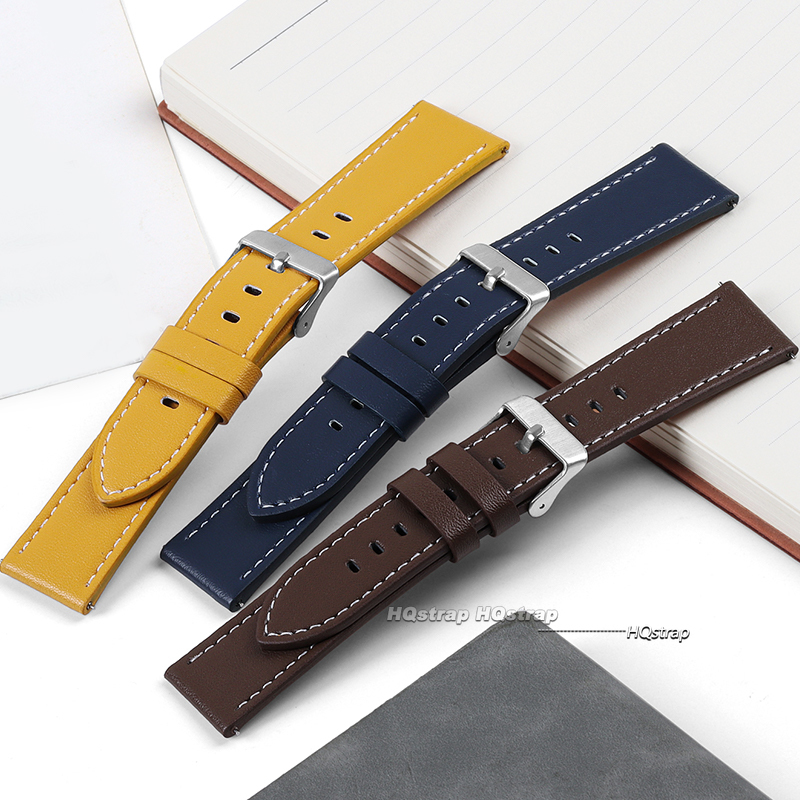 Genuine Calfskin Leather Watch - Leather Strap Quick Release recension och pris