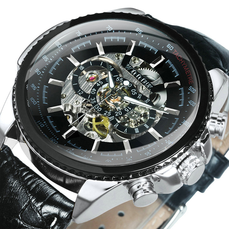 WINNER Military Skeleton Autom - Leather Watch Band Men recension och pris
