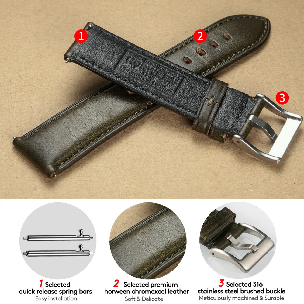 Hemsut Horween Leather Watch B - Leather Strap Quick Release recension och pris