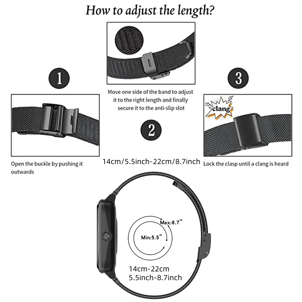 Metal Bands for Honor Watch 5  - Mesh Strap Metal recension och pris
