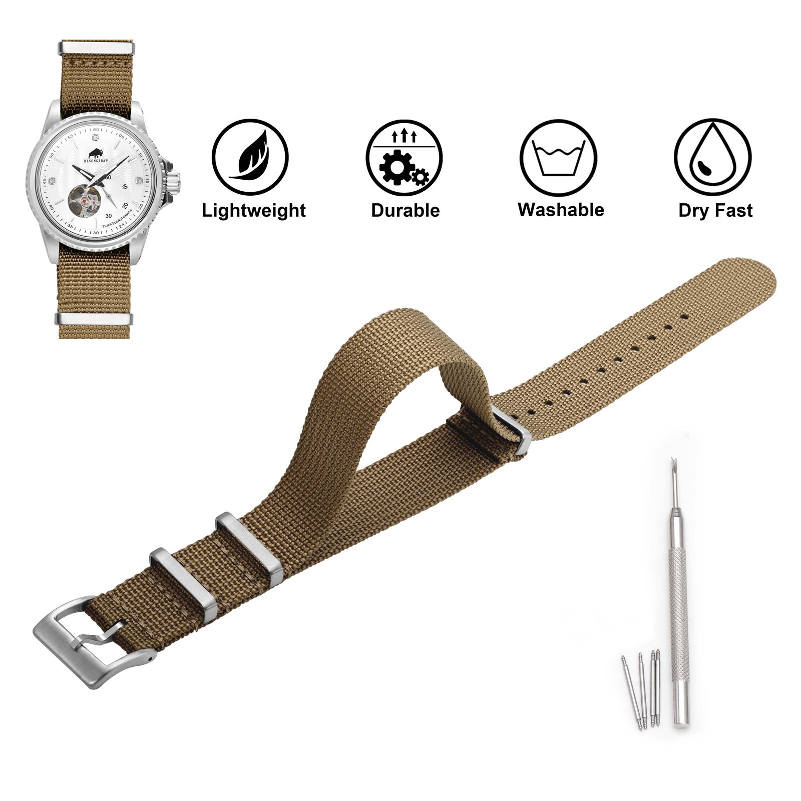 BISONSTRAP Men's Watch Strap 1 - Nato Strap Nylon recension och pris