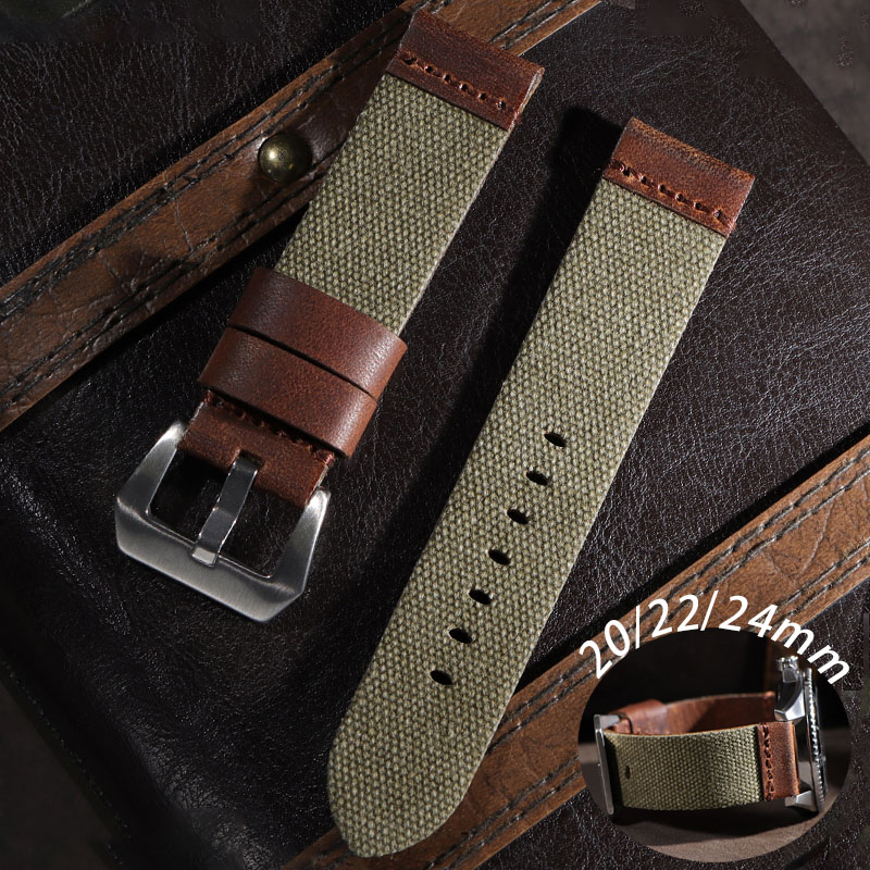 20mm 22mm 24mm Nylon Leather S - Leather Strap Quick Release recension och pris