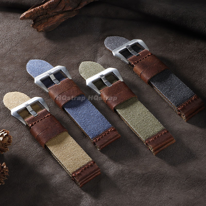 20mm 22mm 24mm Nylon Leather S - Leather Strap Quick Release recension och pris