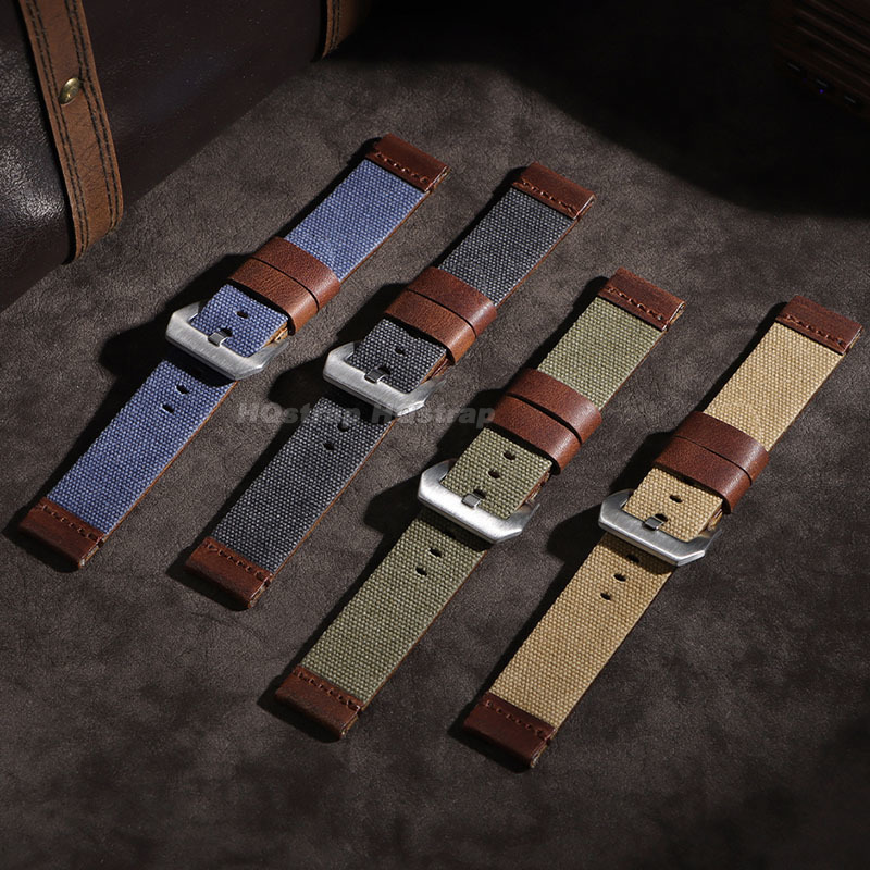 20mm 22mm 24mm Nylon Leather S - Leather Strap Quick Release recension och pris