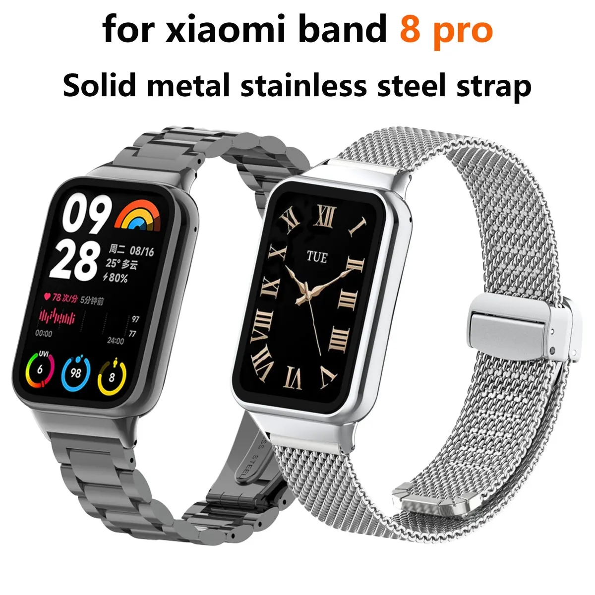 Suitable for Xiaomi band 8pro  - Mesh Strap Metal recension och pris