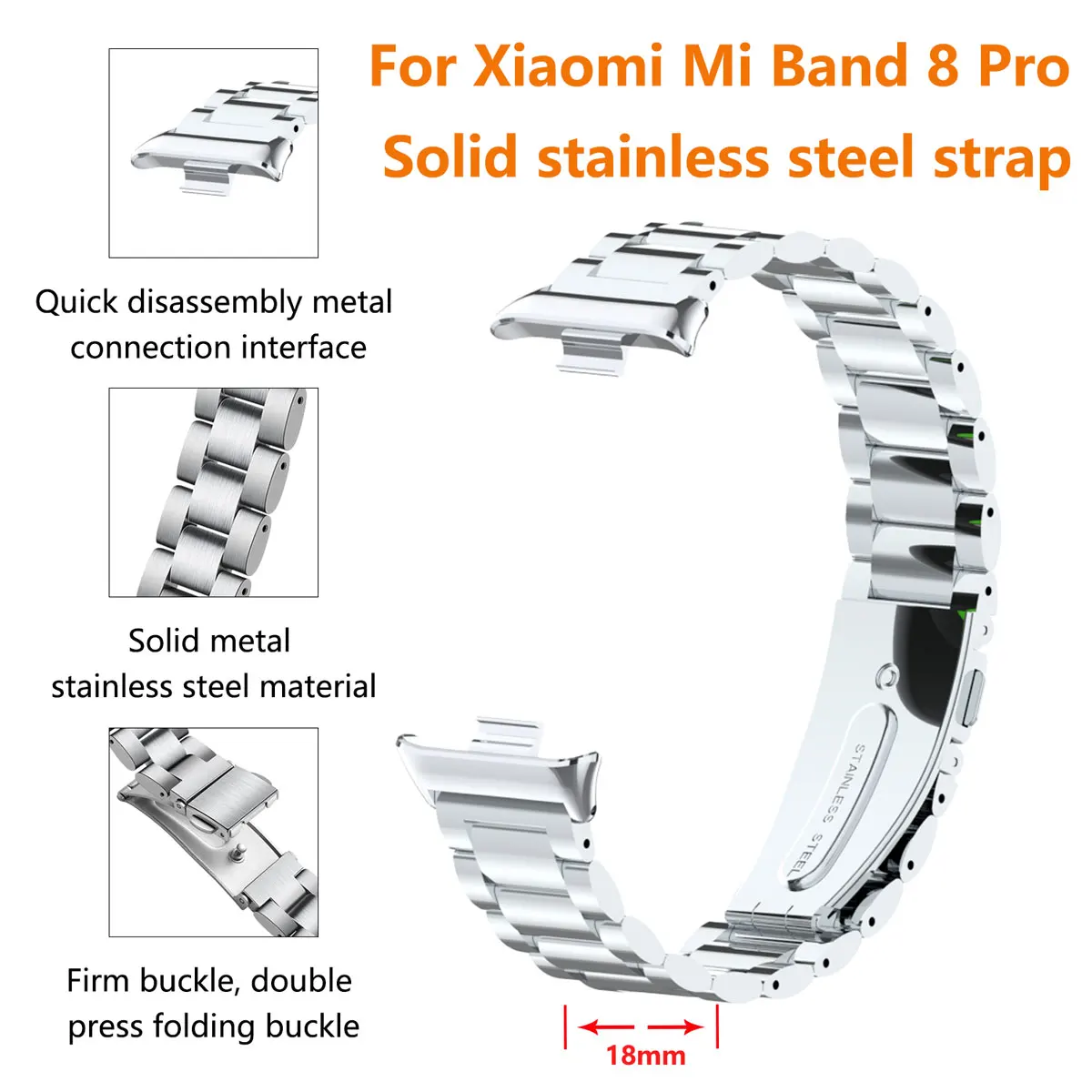 Suitable for Xiaomi band 8pro  - Mesh Strap Metal recension och pris