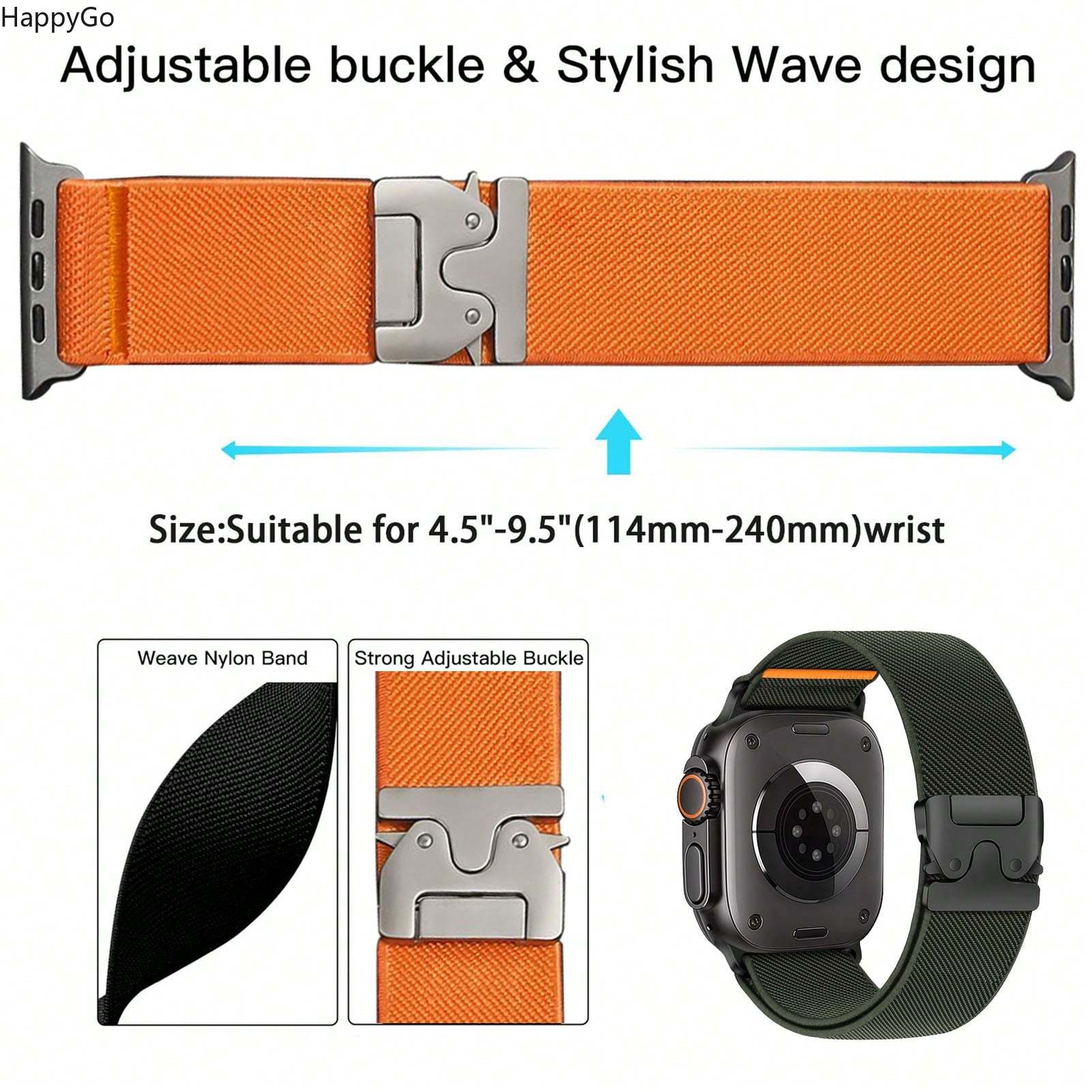 Wide Stretchy Nylon Wrist Stra - Parachute Strap Elastic recension och pris