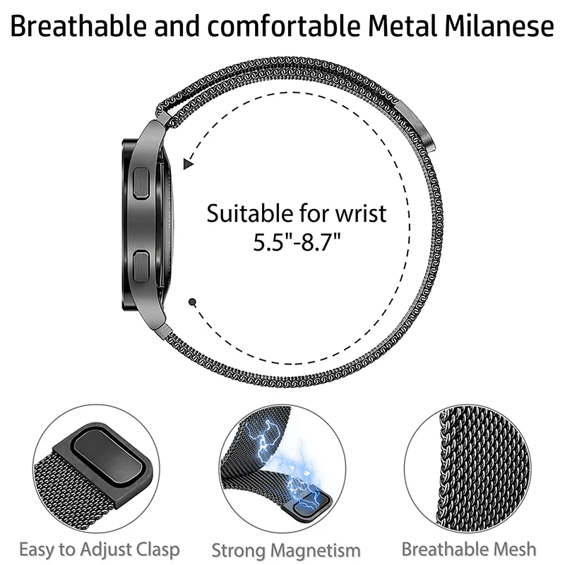 20mm strap For Amazfit GTS 4/3 - Milanese Loop Magnetic recension och pris