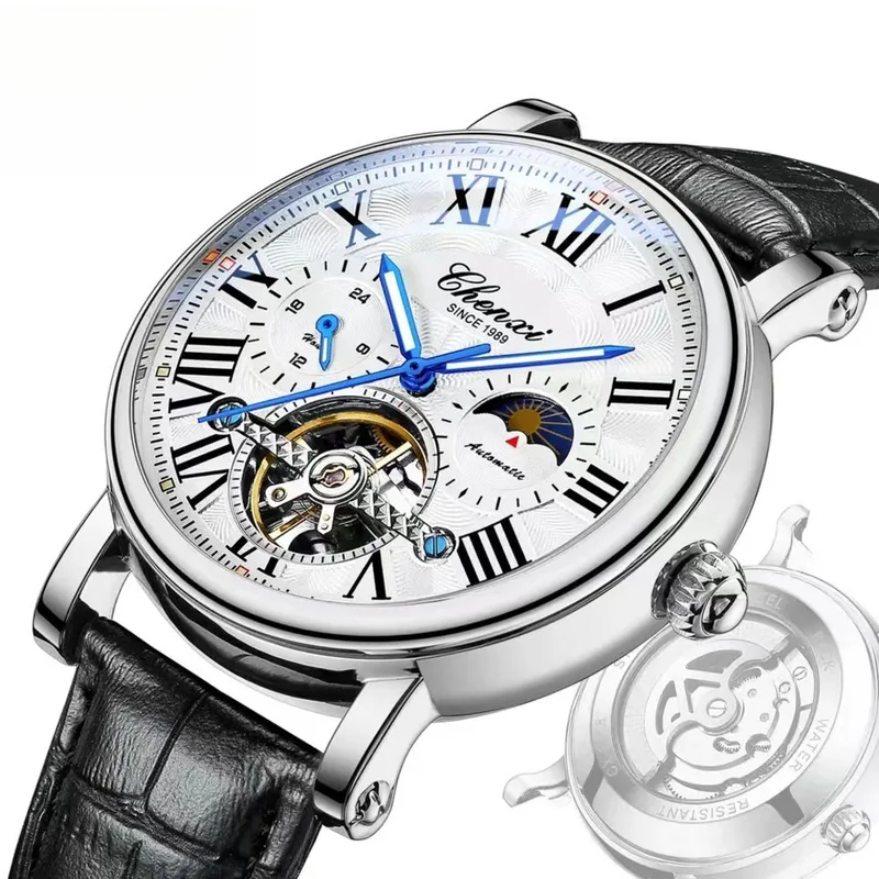 Business Fashion Men Automatic - Leather Watch Band Men recension och pris