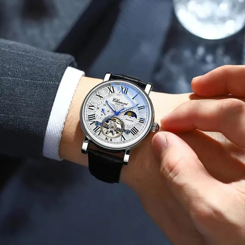 Business Fashion Men Automatic - Leather Watch Band Men recension och pris