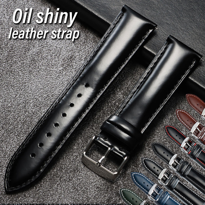 Oil Shiny Genuine Leather Stra - Leather Strap Quick Release recension och pris