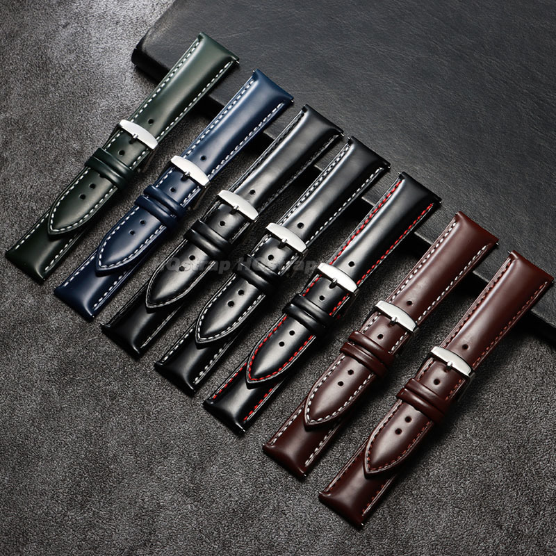 Oil Shiny Genuine Leather Stra - Leather Strap Quick Release recension och pris