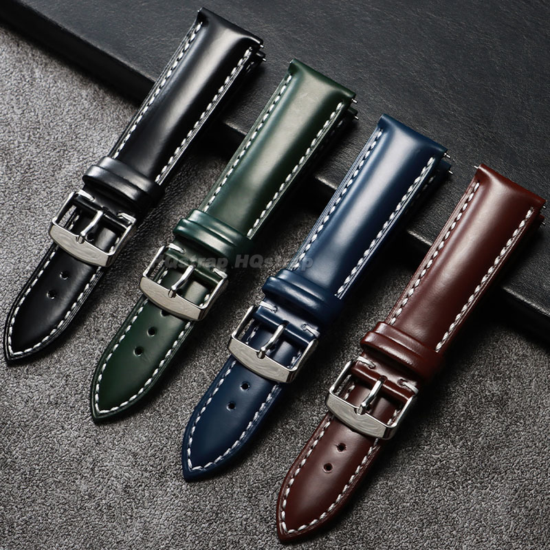 Oil Shiny Genuine Leather Stra - Leather Strap Quick Release recension och pris