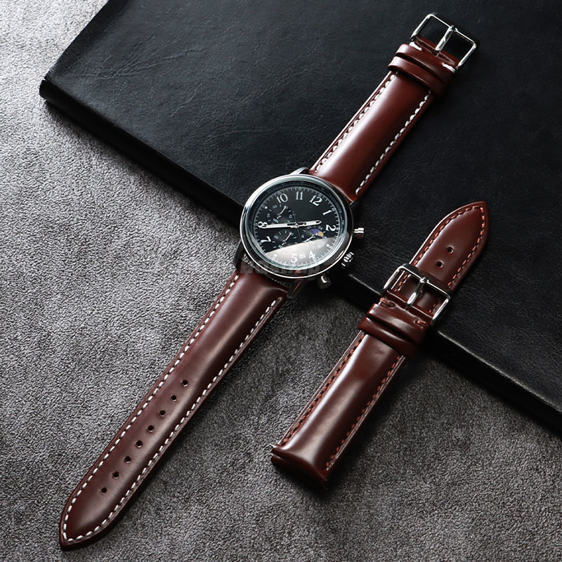 Oil Shiny Genuine Leather Stra - Leather Strap Quick Release recension och pris