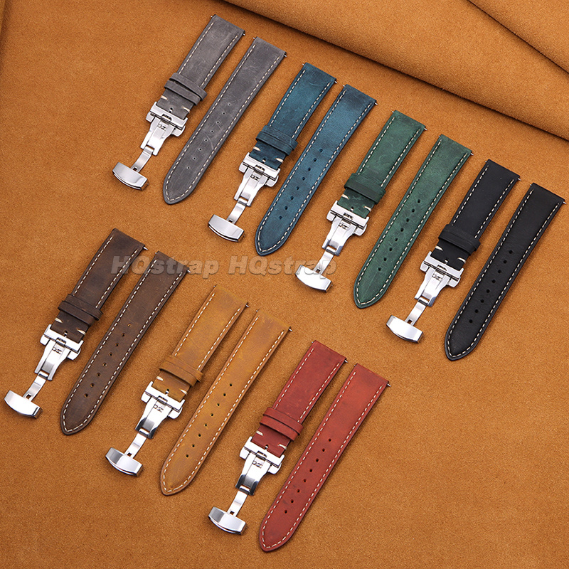 Vintage Matte Leather Watch St - Butterfly Clasp Deployant recension och pris