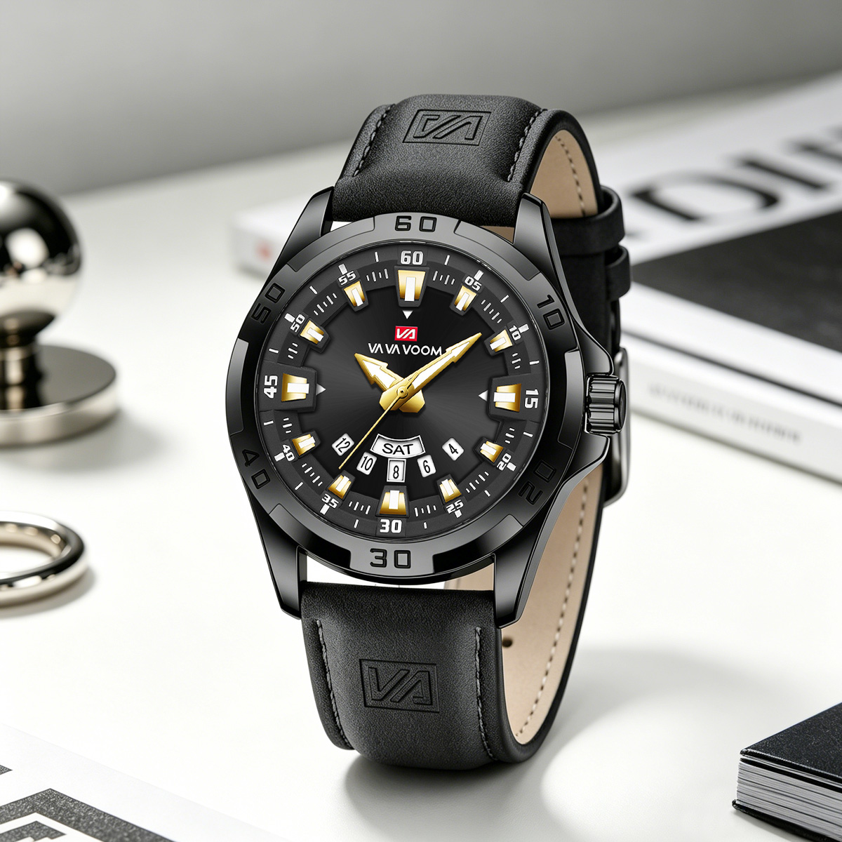 Men Watch Black Leather Strap  - Leather Watch Band Men recension och pris