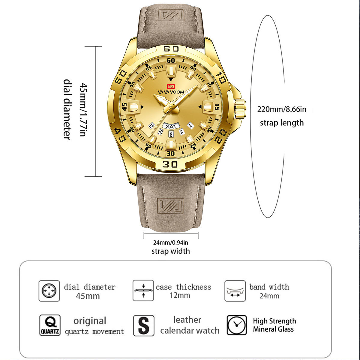 Men Watch Black Leather Strap  - Leather Watch Band Men recension och pris