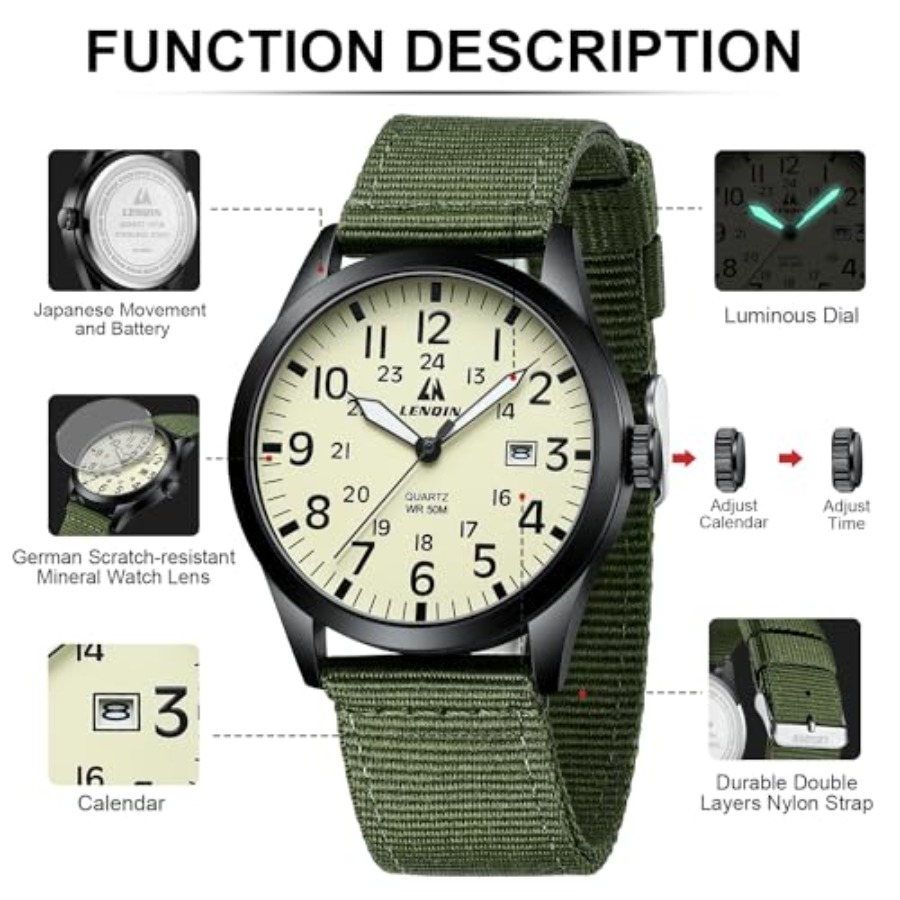 LN LENQIN Mens Watches Unisex  - Leather Watch Band Men recension och pris