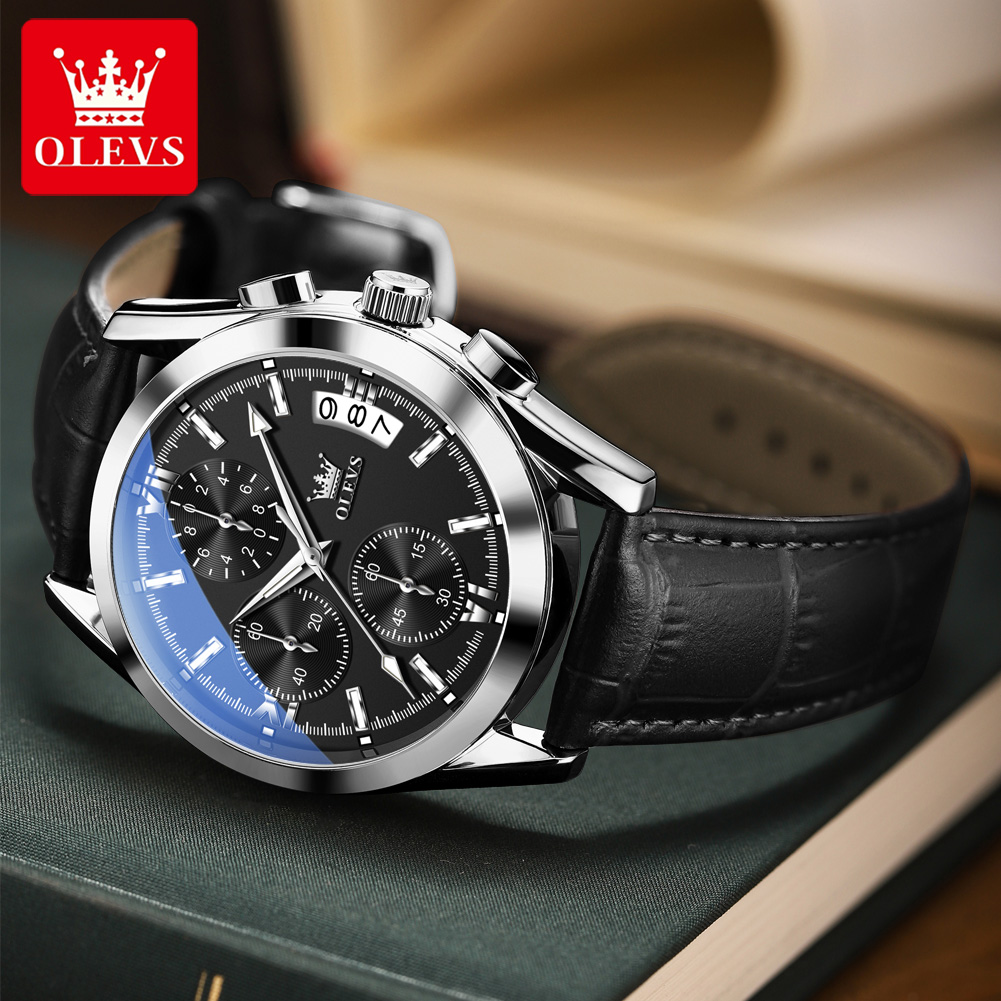 OLEVS Top Brand Luxury Men Wat - Leather Watch Band Men recension och pris